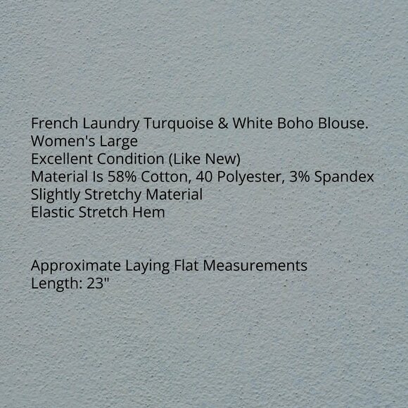 French Laundry Large Turquoise & White Boho Blouse - Picture 5 of 5